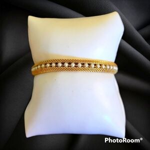 VTG Mesh Faux Pearl Tennis Bracelet